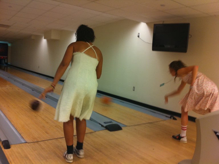 The White House Lanes; Alyssa and I in dresses