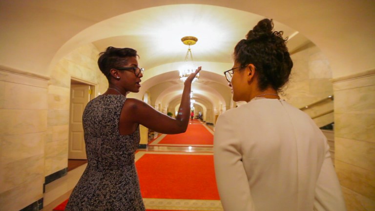 Jesica Walking Kiran down the hall-6